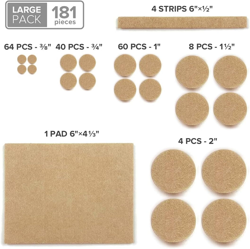 Felt Furniture Pads X-PROTECTOR 181 PCS Premium Furniture Pads - Felt Pads Furniture Feet Best Wood Floor Protectors - Protect Your Hardwood & Laminate Flooring!