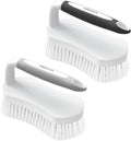Amazer Scrub Brush for Cleaning Comfort Grip Bathtub Scrubber Stiff Bristles with Handle Heavy Duty Shower Cleaner Brush for Tub Carpet Floor Sink Outdoor - Pack of 2 (Black+Grey)