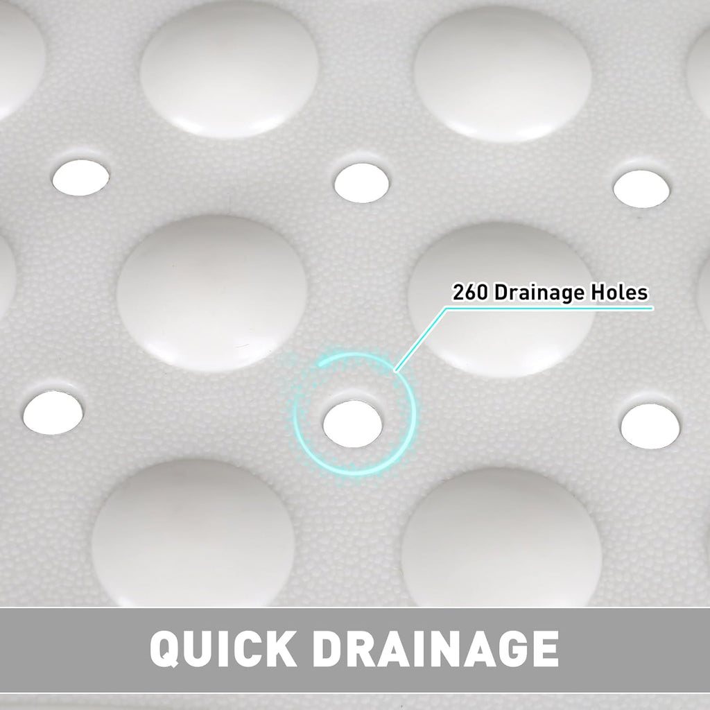 Shower Mat Non Slip: 35.4 x 23.6 Inch Extra Large TPE Shower Mats for Inside Shower - Anti Slip Shower Stall Matt with Drain Hole and Suction Cups for Elderly