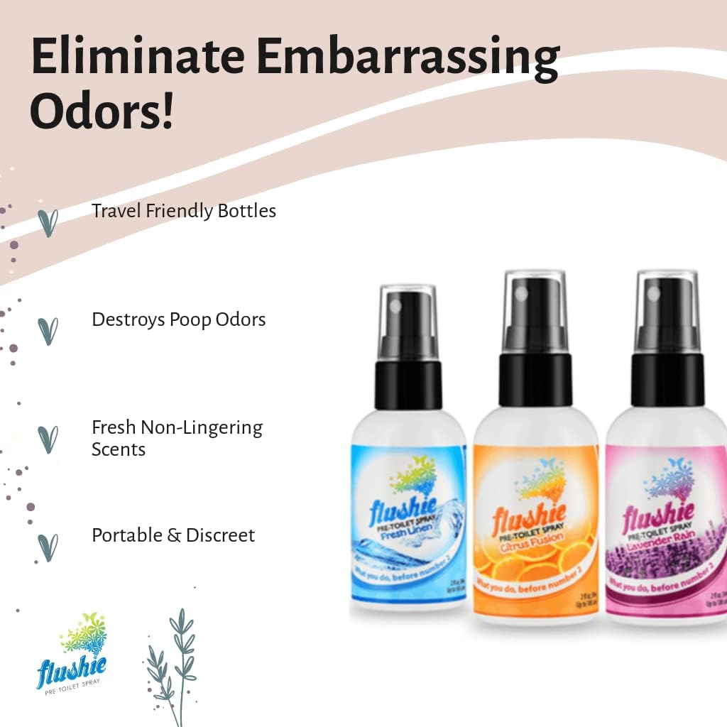 Flushie Pre-Toilet Spray for Poop Travel Size Toiletries Bathroom Spray for Poop Spray for Toilet Deodorizer Traveling Essentials Poop deodorizer Poop Odor eliminator… (Lavender, 2oz 1pack)