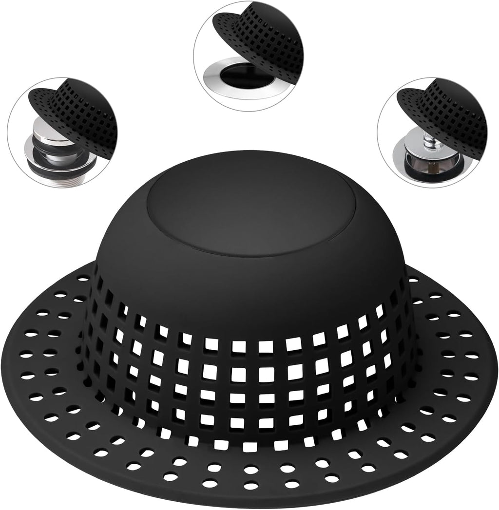 Shower Drain Hair Catcher, Bathtub Drain Cover Foldable Silicone Shower & Tub Protector for Pop-Up & Regular Drains
