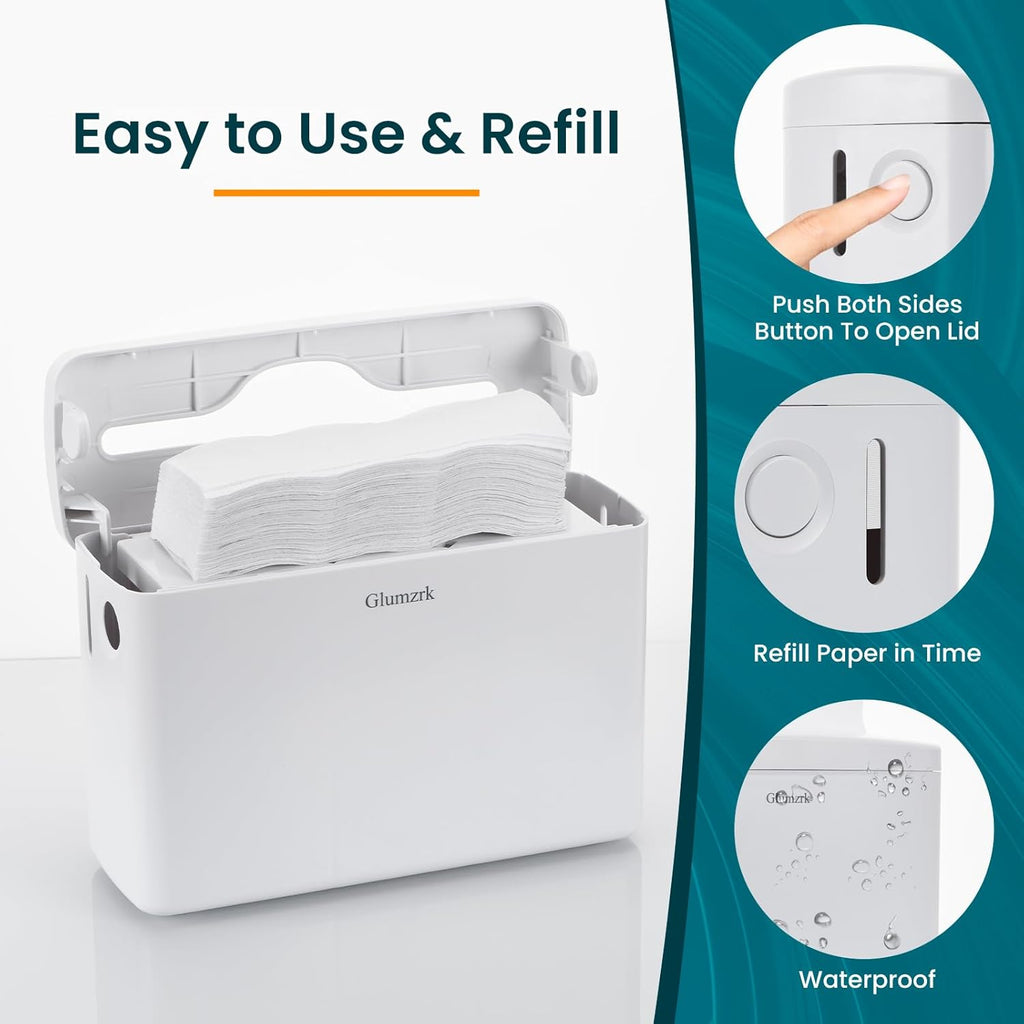 Countertop Paper Towel Dispenser Universal Fit for Multifold, Z-Fold Trifold Hand Towels, Commercial Napkin Dispenser for Bathroom Home Kitchen Toilet ABS Paper Towel Holder, White