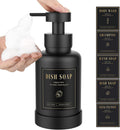 Luxspire Foaming Soap Dispenser, Glass Foam Pump Soap Dispenser, Non-Slip Hand Soap Dispenser with 5 Waterproof Labels, 15 Oz Refillable Liquid Soap Dispenser for Bathroom & Kitchen, Black, 1 Pack
