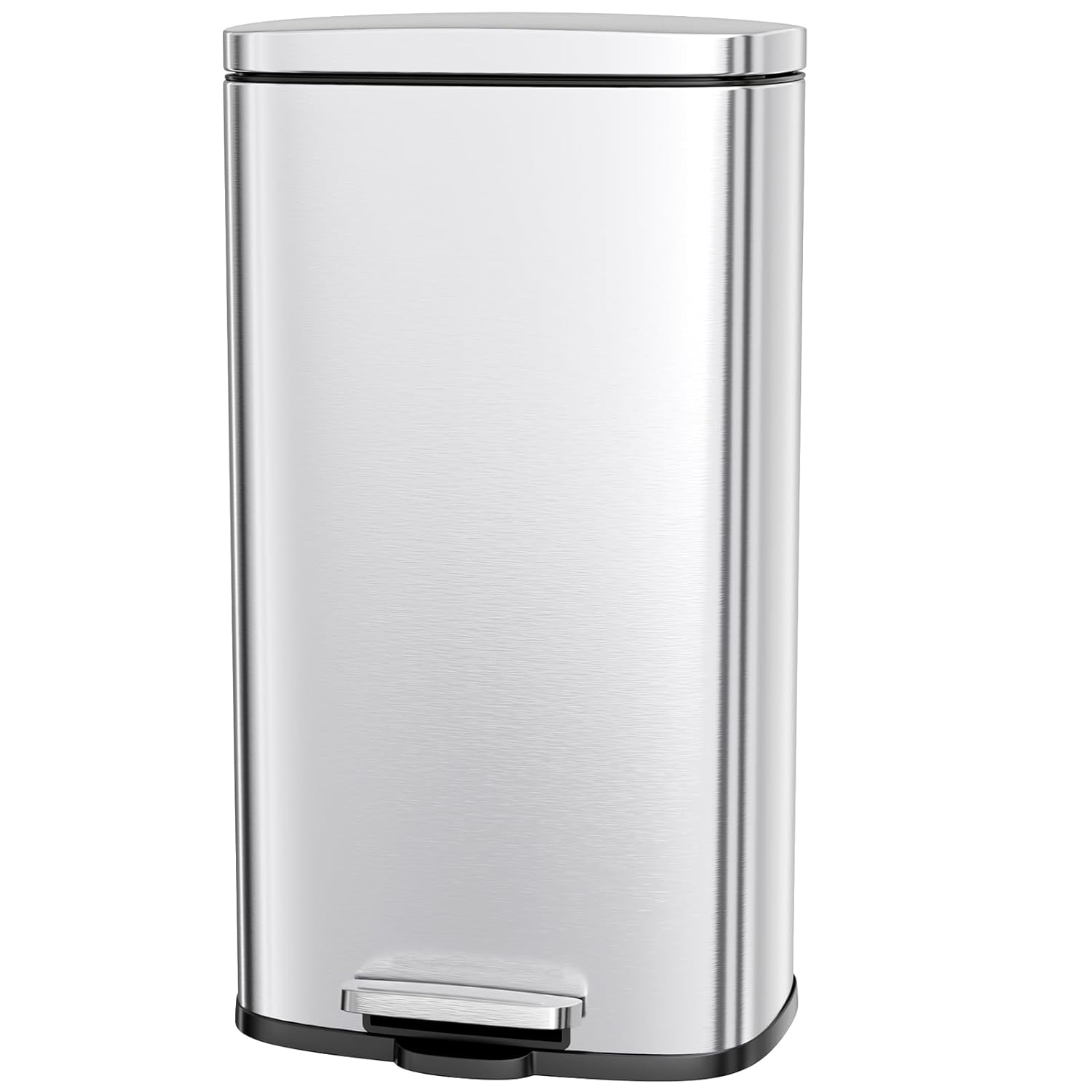 AthLike Trash Can, Stainless Steel Kitchen Garbage Can, Step Waste Bin with Hinged Lid and Removable Inner Bucket, Soft-Close, Dustbin for Bathroom Bedroom Living Room Home (Silver, 13.2 Gal)