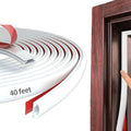 White Rubber Weather Stripping Door Seal Strip, D Shape Door Rubber Weather Seal Strip, SelfAdhesive Door Weatherstripping Soundproofing Door Sealing Strip for Windows (40 feet, White)
