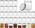 Plastic Mason Jars Reusable Storage Containers with Silver Airtight Lid 8 Ounce Clear Jars for Dry Foods, Coffee,BPA Free (32 Pack-Sliver)