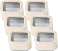 Caraway 6pc Glass Food Storage Set – 4.4 Cup Food Containers (6) - Ceramic Coated - Non Toxic, Non Stick with Lids - Microwave Safe - Cream