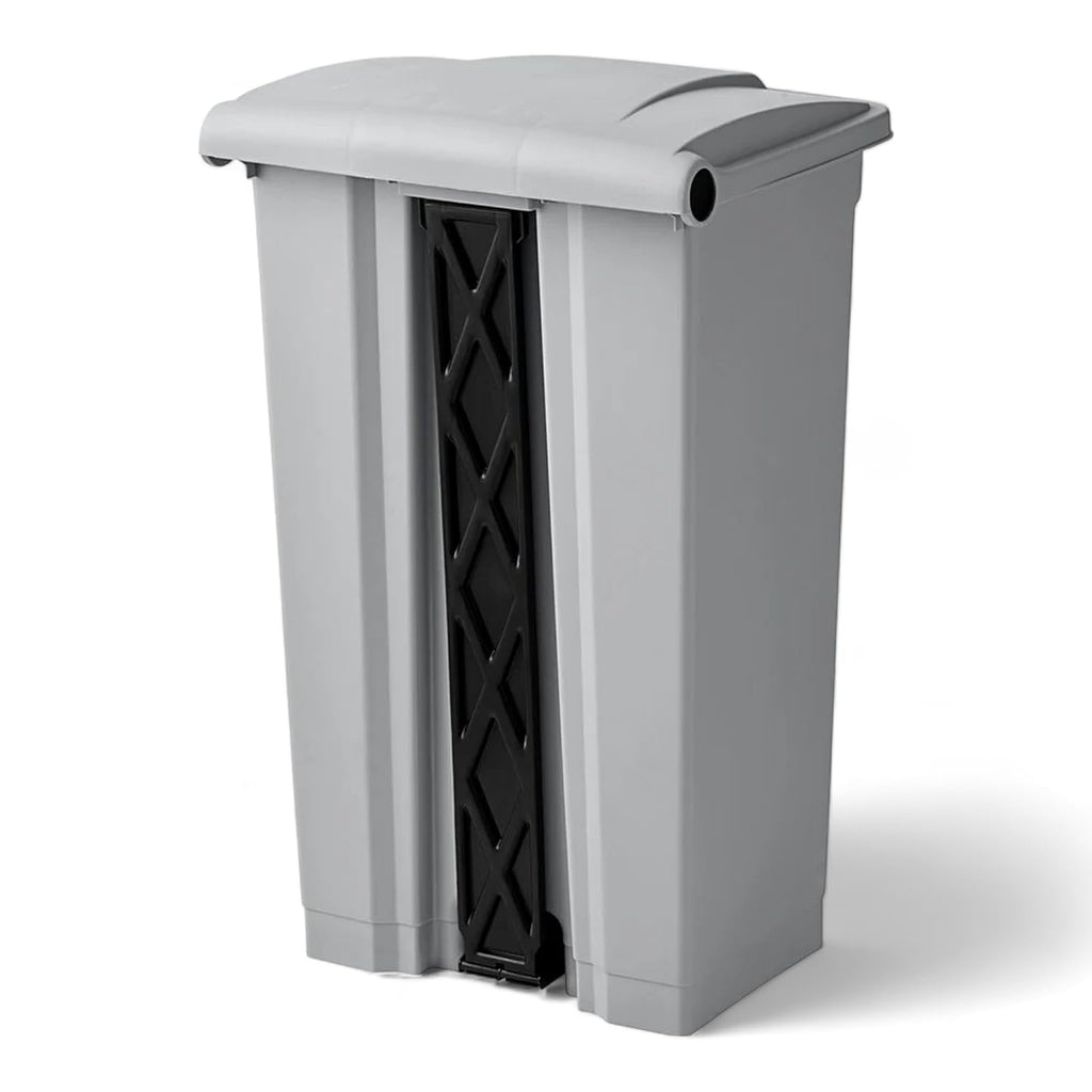 PRO&Family Step-On Trash Can with Lid, Plastic Waste Bin, Foot Pedal Operation (Gray, 23 Gallon)