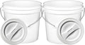 House Naturals 2 Gallon Food Grade BPA Free Bucket Container with Screw on White Lid (Pack of 2) Made in USA Container (White)