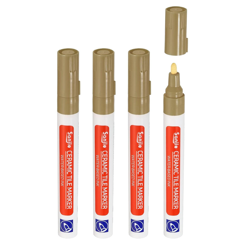PATIKIL Grout Pen, 4 Pack Khaki Tile Marker Waterproof Grout Sealer Pen Tile Repair Pens Paint Pens for Wall Floor Bathroom Kitchen Refresh