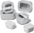 Caraway Mini Food Storage 11pc Set - Glass Storage Containers for Food - Non-Toxic Ceramic-Coated Glass - Air Release Technology - Compact & Stackable Design - Gray