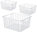 16inch Freezer Storage Organizer Baskets, Household Wire Refrigerator Bins with Built-in Handles for Cabinet, Pantry, Closet, Bedroom