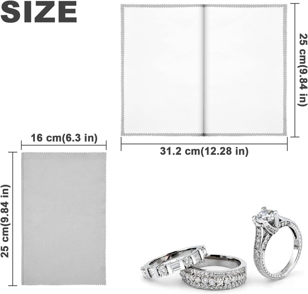 SEVENWELL Silver Polishing Cloth, Jewelry Cleaner Cloth for Sterling Silver Jewelry, Gold, Platinum, Silverware, Diamonds, Gemstones, Coins (Light Gray)