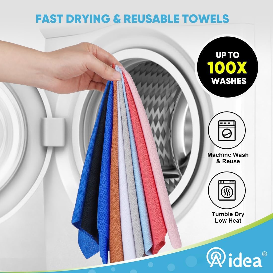 AIDEA Microfiber Cleaning Cloth Roll, Shop Towels 165 Sheets(3 Roll), Tear Away Reusable Paper Towels, White Rags for Bars, Cleaning Rags for Automotive, Mechanic, Workshops, House, 11×9"