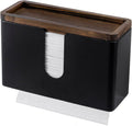 MyGift Deluxe Modern Matte Black Metal Folded Commercial Paper Towel Holder with Rustic Burnt Solid Wood Tray Lid, Wall Mounted Trifold Multifold Z Fold Disposable Napkin Dispenser