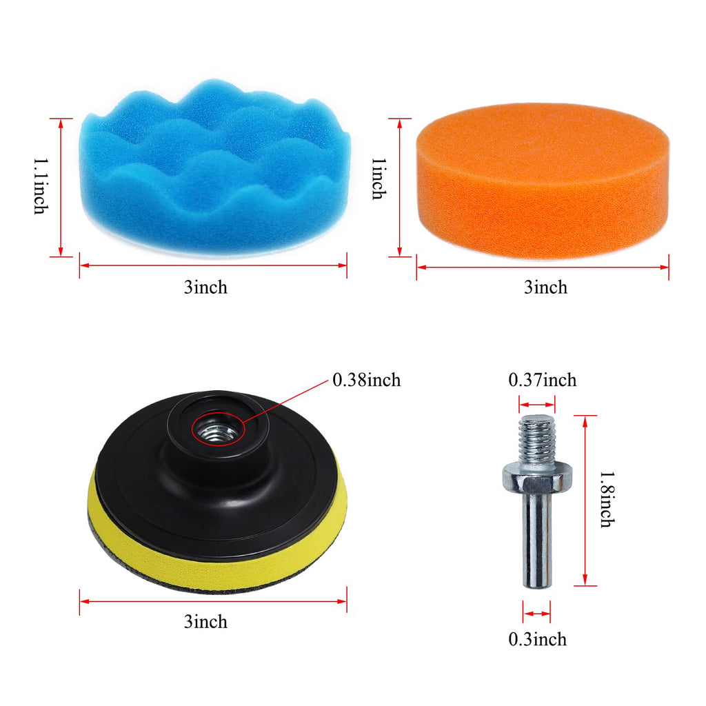 Car Polishing Buffing Kit 3Inch Drill Buffing Pad Buffing Pads, Wool Pads, Drill Attachments, Polishing & Buffing Wheels. for Headlights & Car Body. 11 Pcs Car Foam Car Wax & Buffer Kits