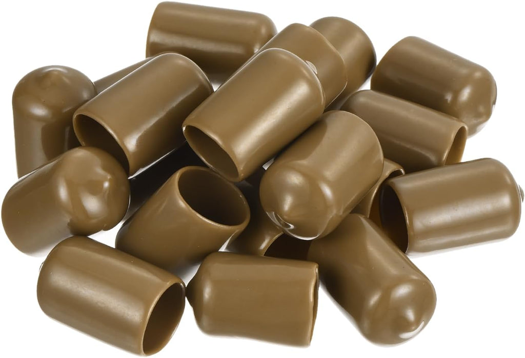 uxcell 20pcs Rubber End Caps 13.5mm ID Vinyl PVC Round Tube Bolt Cap Cover Screw Thread Protectors Light Brown