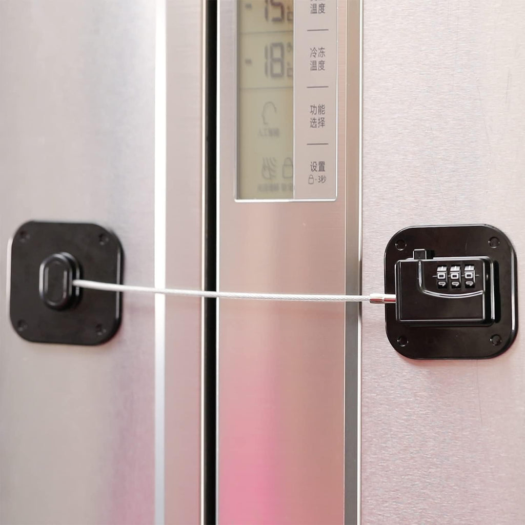 YEYA Upgraded Refrigerator Door Lock with Combination for Adults, Lock for Fridge, Freezer, File Cabinets, Desk Drawers, Locker, Child Safety Latch, Easy Install No Drlling 2 Pack