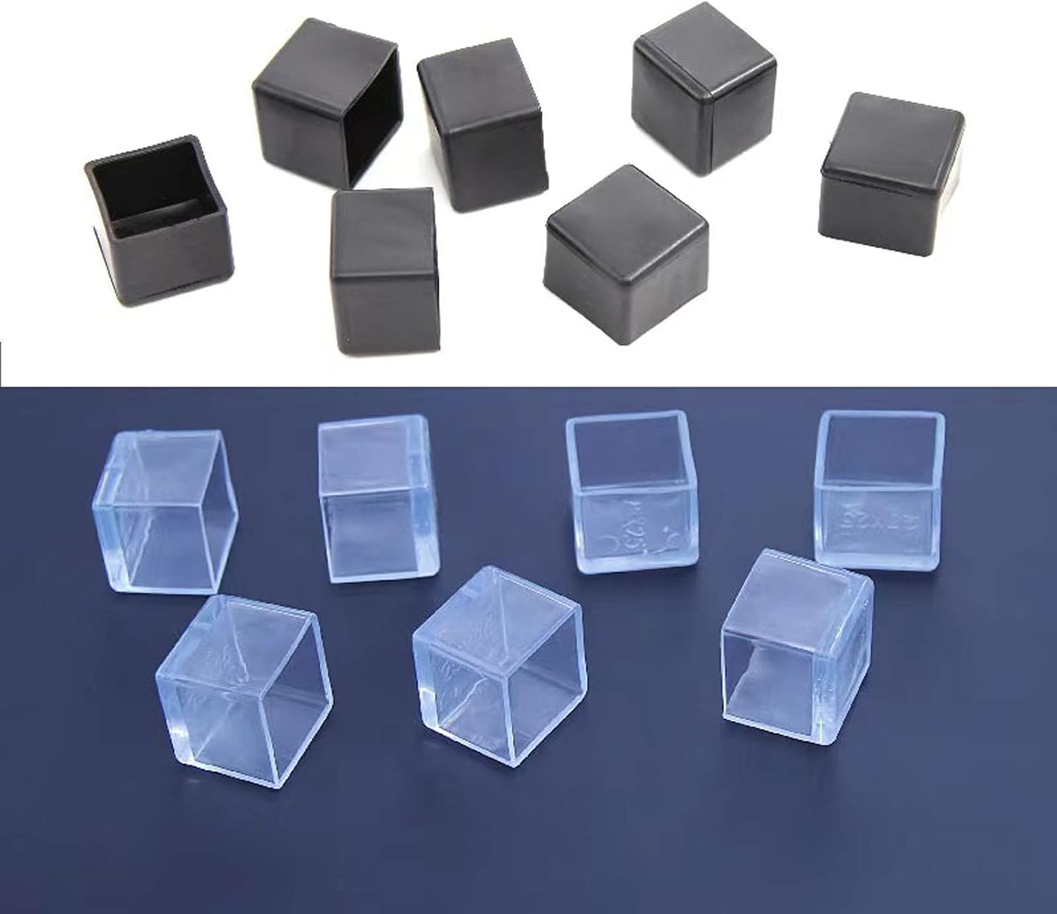 Still Awake 16 Pcs Black Square Anti-Slip Rubber Leg Tips Chair Leg Caps Furniture Floor Protectors Chair Table Bar Stool Leg Covers Furniture Leg Cube Feet 0.79 Inch x 0.79 Inch (20 x 20mm)