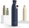 LARS NYSØM Stainless Steel Insulated Water Bottle 12oz 17oz 25oz 34oz 51oz | Insulated Thermo Flask for Hot and Cold Beverages | Leakproof Drinking Bottle (Midnight Blue, 25.4 oz)