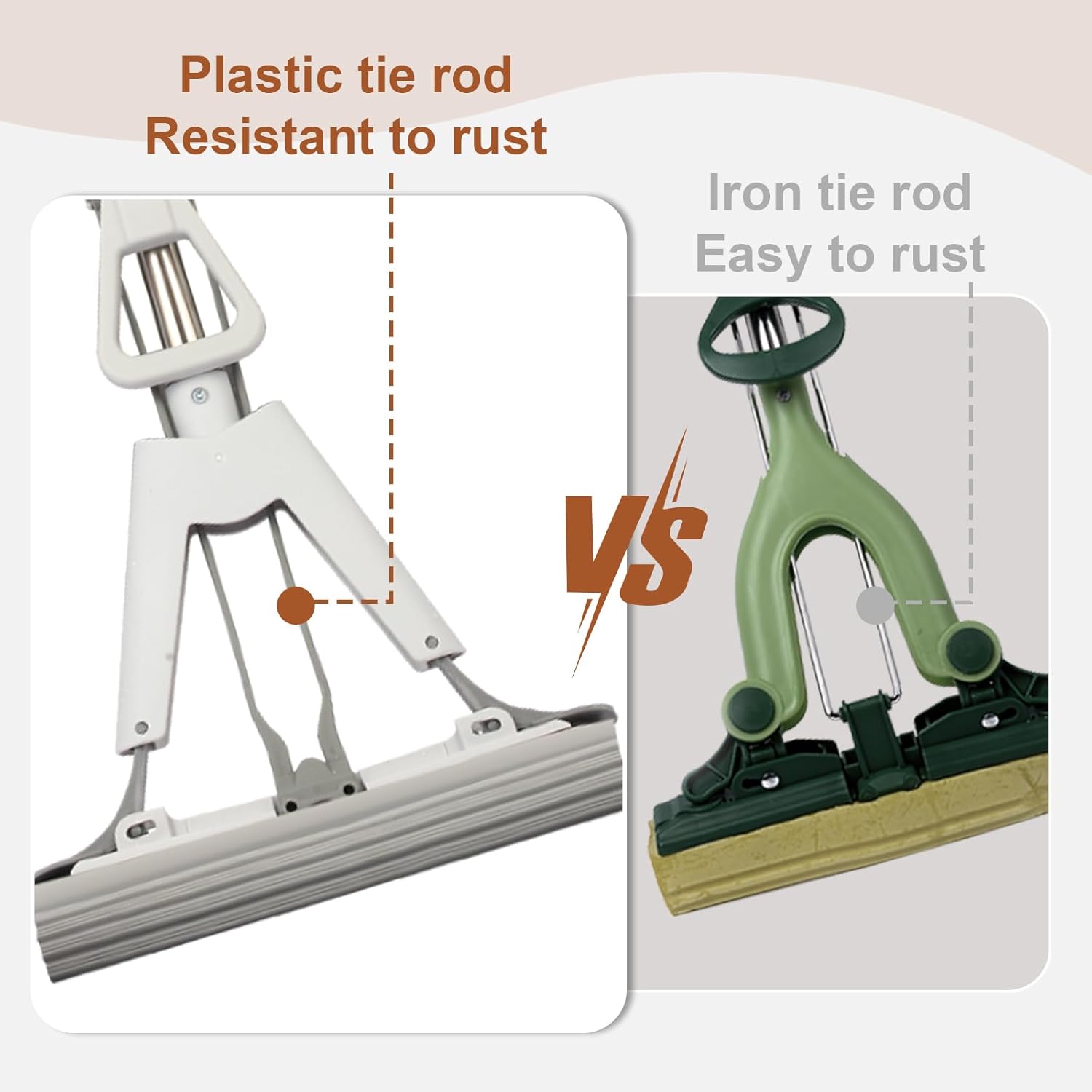Sponge Mop for Kitchen Bathroom Garage Floor Cleaning Telescope Handle Automatic Wringing Suitable for Tile Marble Wood Floors with 1 Extra Sponge Head