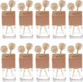 10 Pack,8ml Clear Glass Car Air Freshener Perfume Clip Diffuser,Empty Essential Oil Perfume Vials Diffuser Vent Outlet,Thick Glass Ornament With Wooden Caps,FREE Funnel,Dropper