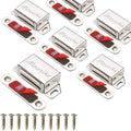 Mousike Cabinet Magnets 30lb Stainless Steel Magnetic Door Catch with Strong Magnetic for Kitchen Cupboard Wardrobe Closet Cabinet Door Drawer Latch(2.1"(Silver 6 Pack))