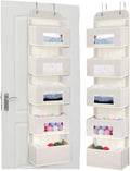 MAX Houser 5-Shelf Over The Door Hanging Organizer with 2 Metal Hooks, 5 Pocket Over The Door Wall Mount Storage with Clear Windows for Baby Nursery Bathroom Closet,Bedroom,Dorm,Diapers,Kids(Beige)