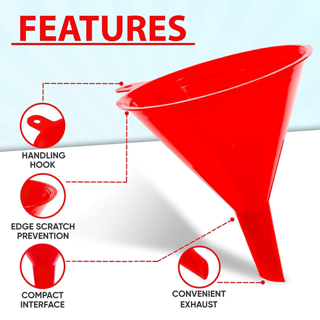Funnel 4-Pack Funnels for Kitchen Use Filling Bottles - Food-Grade Plastic, Funnels for Automotive Use, Mess-Free Filling, funnels for Filling Bottles, Sizes (122, 101, 76 & 50mm)