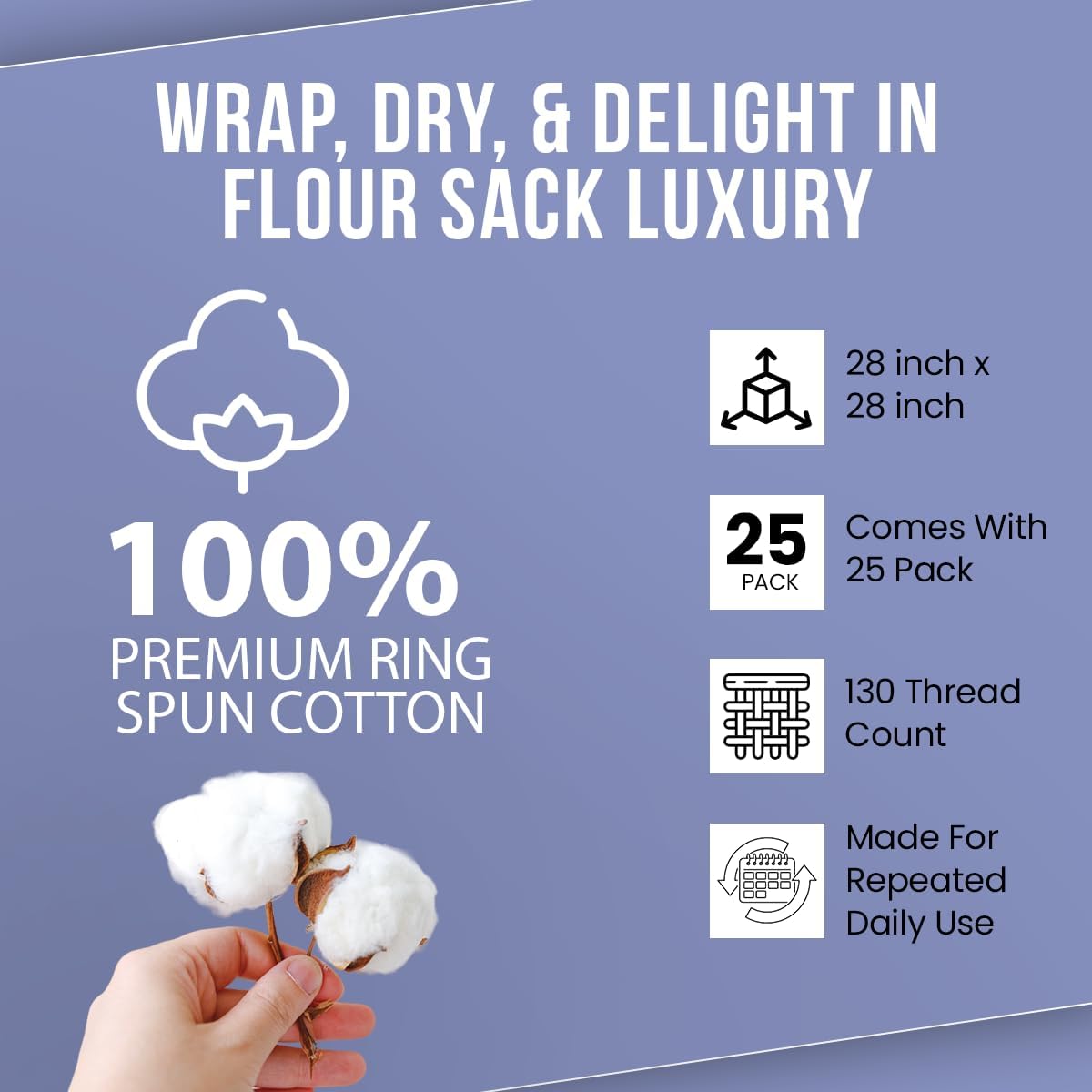 Flour Sack Towels| TeaTowel for Crafts| Kitchen Dish Cotton Blank Towel for Embroidery|Baking Bread Proofing Linen Cover| Thick Absorbent Quick Dry| 24 Pack 28"x28" White