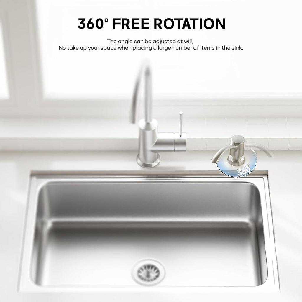 SAMODRA Built-in Kitchen Sink Soap Dispenser with Extension Tube Kit - Brushed Nickel Finish, Leak-Proof Design, No Top Refill Required (39" Tube)