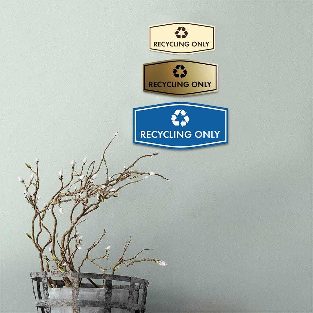 Fancy Recycling Only Sign (Navy Blue/White) - Small