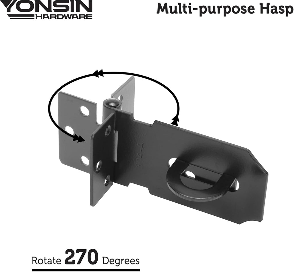 3" Door Padlock Safety Hasp Latch 2 Pcs, Door Hasp Clasp Lock Gate Shed Hasp Latch Lock for Door Window Cabinet Pet Cage Toolbox Shed Fence, 304 Stainless Steel, Matte Black Finish