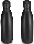 25oz Cola-Bottle Shaped Stainless Steel Leak-proof Water Bottle,Double Wall Vacuum Insulated Metal,Travel Mug For Sports Indoors & Outdoors,BPA-Free School Kids Flasks,Black(2 Pack）