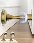 Door Stoppers Magnetic Door Catch - 2 Pack Stainless Steel Heavy Duty Door Stops for Bottom of Door, Wall & Floor Mounting No-Drill Strong Adhesive & Screws, Strong Door Holder to Keep Door Open,Gold