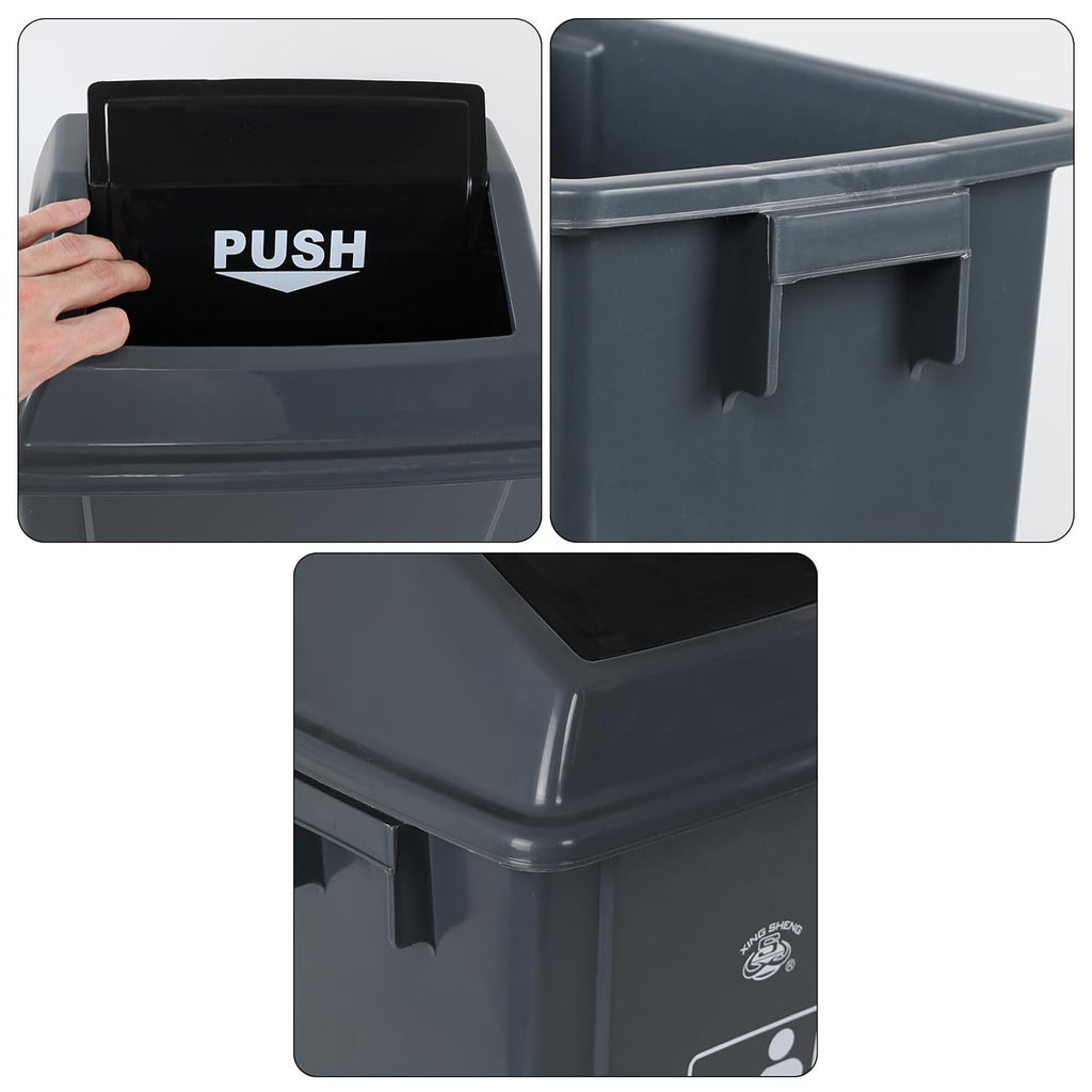 Readsky 6 Gallon Plastic Garbage Can Swing Lid, Trash Can Swing-Top, Swing Garbage Bin, 4 Packs, Gray