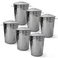 Plexon Round Trash Can 13 Gallon, Vintage Metal Outdoor Trash Can with Lid, Retro Farmhouse Garbage Container, Old School Modern Ash Bucket, Galvanized Steel 6 Pack