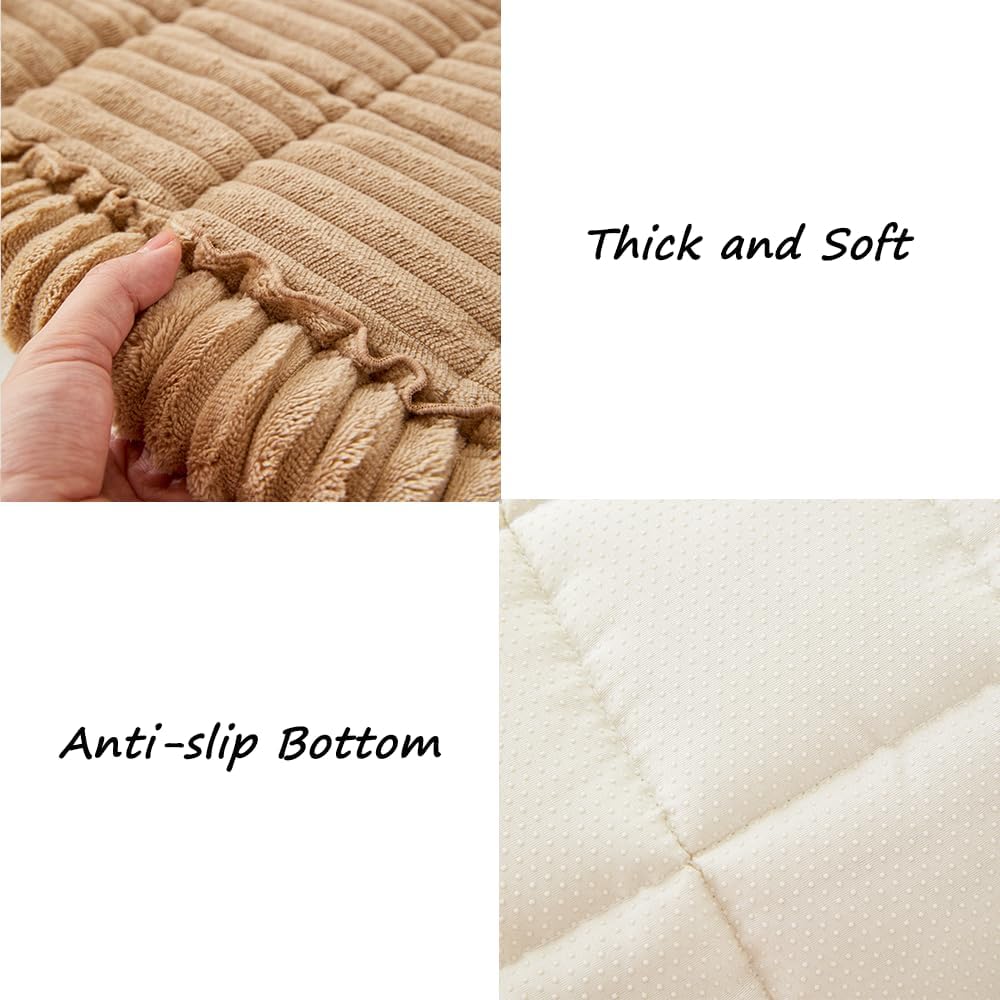 Couch Cover for Dogs Washable, Fuzzy Pet Couch Covers for 3 Cushion Sofa Pet Friendly, Non Slip Sofa Cover (Light Brown, 27.6" x 82.7"/70 x 210cm)