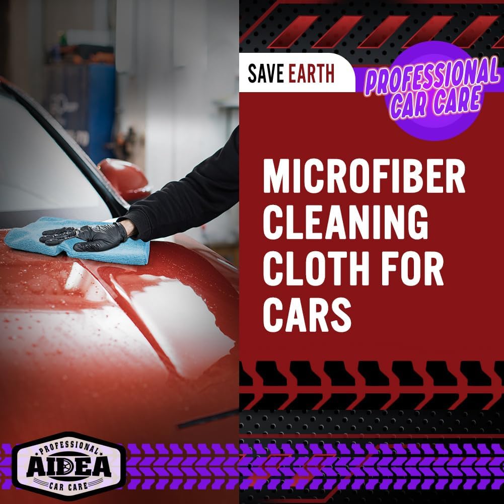 AIDEA Microfiber Cleaning Cloth Blue,150PK, Shop Rags, Microfiber Towels for Cars, Dusting Cloth Lint Free Rags, Absorbent Towels for SUVs, House, Kitchen, Mechanic, Workshops, 12"×12"