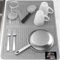 GORILLA GRIP 100% BPA-Free Patented Silicone Dish Drying Mat for Kitchen Counter, 18x24 Inch, Water Catching Ribbed Design, Easy Clean Waterproof Sink Liner, Heat Resistant, Fits Under Rack, Gray