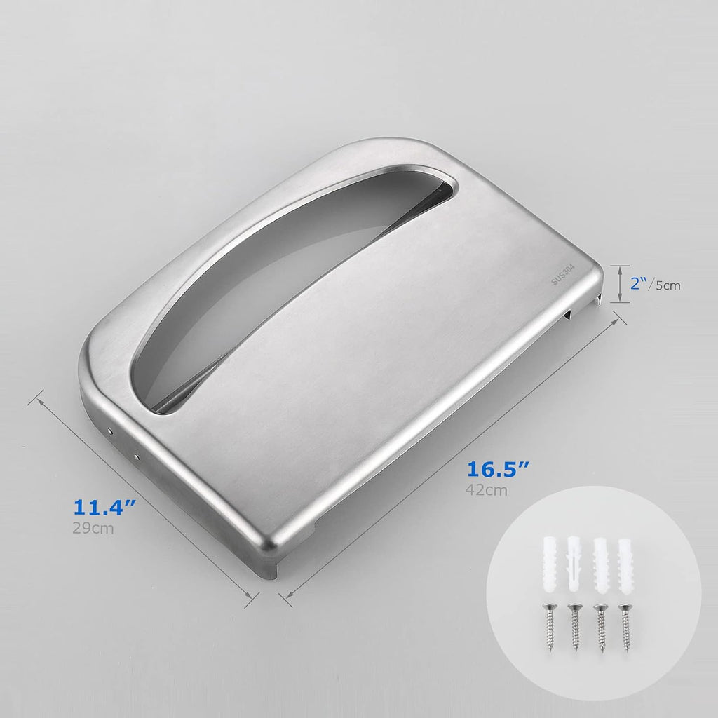 Toilet Seat Cover Dispenser Wall Mount Commercial, Half Fold Toilet Seat Cover Dispenser, 304 Stainless Steel, 16-Inch
