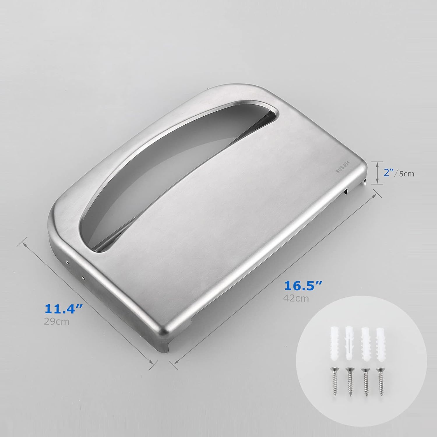 Toilet Seat Cover Dispenser Wall Mount Commercial, Half Fold Toilet Seat Cover Dispenser, 304 Stainless Steel, 16-Inch