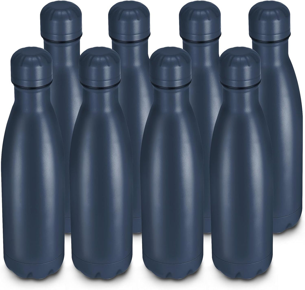 17oz Cola-Bottle Shaped Stainless Steel Leak-proof Water Bottle,Double Wall Vacuum Insulated Metal,Travel Mug For Sports Indoors & Outdoors,BPA-Free School Kids Flasks,Navy(8Pack)