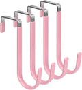 FYY Over The Door Hooks, 4 Pack Door Hangers Hooks with Rubber Prevent Scratches Heavy Duty Organizer Hooks for Living Room, Bathroom, Bedroom Hanging Clothes, Towels, Hats, Coats, Bags Pink