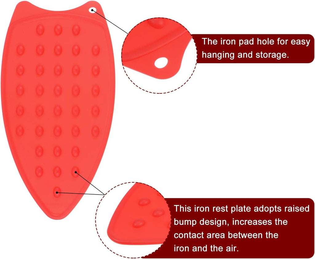 HARFINGTON 2pcs Silicone Iron Rest Pad, Multipurpose Iron Hot Resistant Mat Iron Rest Plate for Ironing Board Hot Heat Resistant Steam Compact Mat, Red/Blue