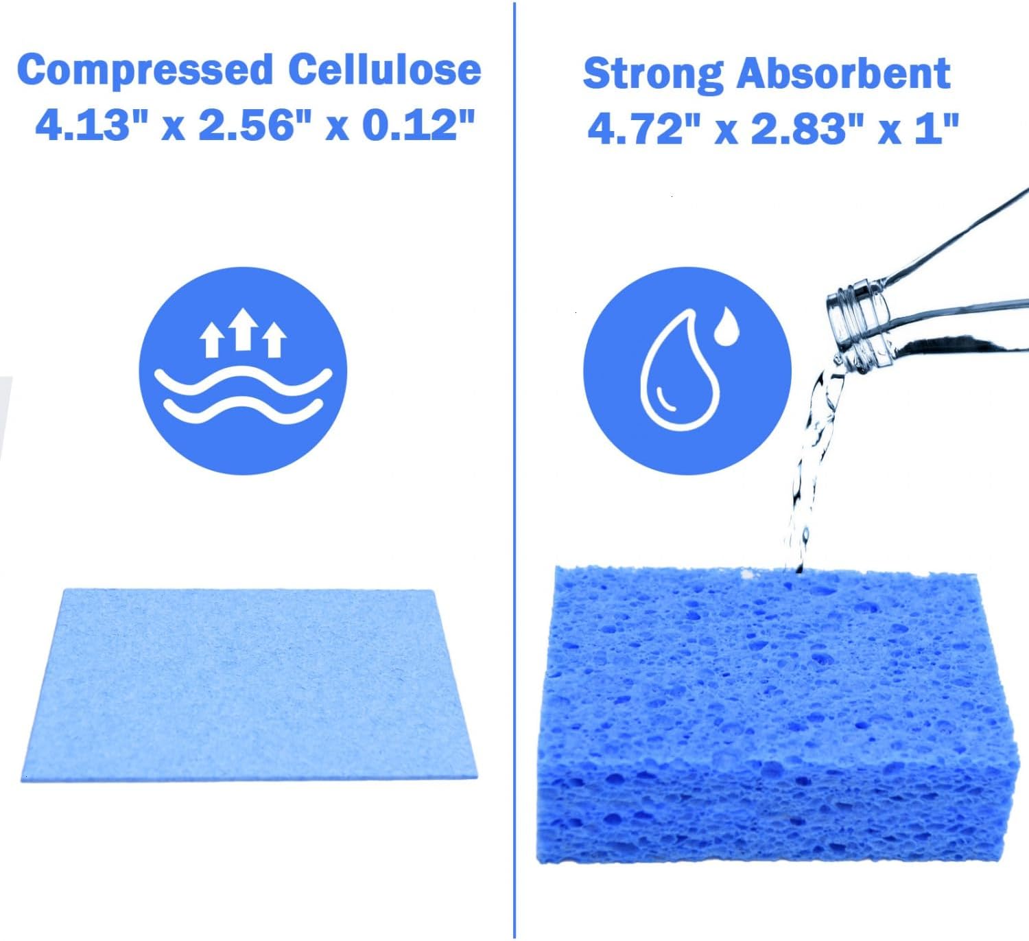 YoleShy 72 Pack Sponges Kitchen Natural Compressed Cellulose Sponges Bulk Non Scratch for Household Cookware Bathroom Cars Soft Super Absorbent Reusable