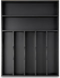Silverware Organizer Kitchen Drawer Organizer Utensil Organizer Bamboo Silverware Holder Cutlery Organizer in Drawer Flatware Organizer Tray(7 slots, Black