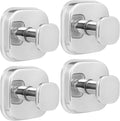 Suction Cup Hooks for Shower - Reusable No-Drill Mounting - Hooks for Towels, Robes & Loofah on Metal, Glass, Mirrors, Tile & Smooth Non-Porous Surfaces (4, Chrome Polished)