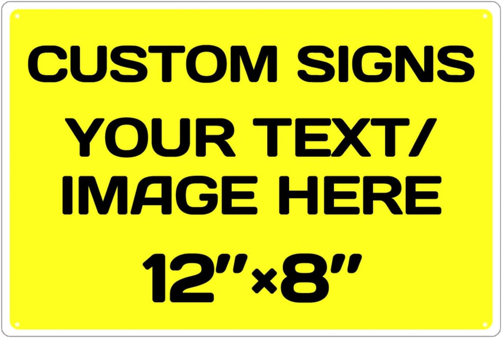 Personalized Aluminum Metal Signs - Weatherproof, Custom Text & Picture, Multiple Sizes, Ideal for Hazards, Gardens, Doors & Businesses