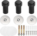 PATIKIL 3Set Round Door Stoppers, 80mm Stainless Steel Door Stop Doorstop Wedge Metal Cylinder Self Adhesive with Screw for Bottom of Door Floor Inside, Black